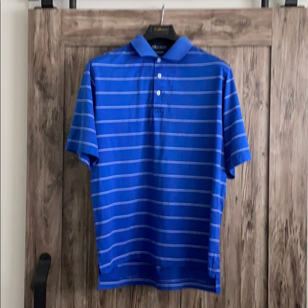 Men’s Polo Golf Large Blue and White Stripe Shirt